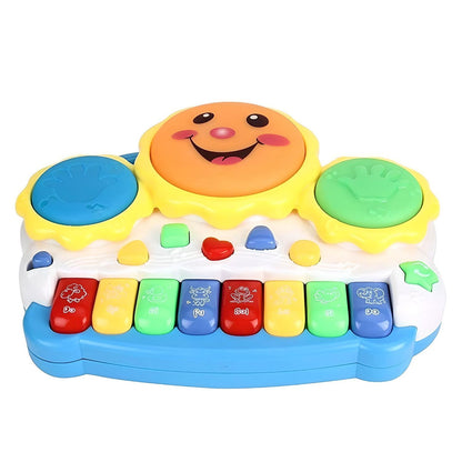 MM TOYS Musical Drum Keyboard For Kids With Flashing Lights - Animal Sounds And Songs Multi Color