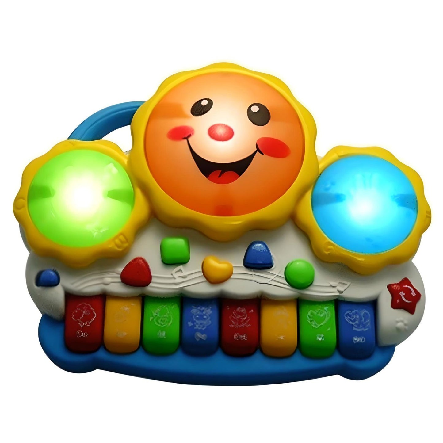 MM TOYS Musical Drum Keyboard For Kids With Flashing Lights - Animal Sounds And Songs Multi Color