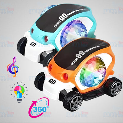MM TOYS Rotating Stunt Car 360° Toy with 3D Lights & Music | Multi-Color Flashing Light for Kids’ Birthday Gift