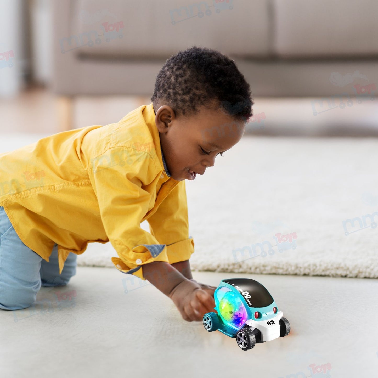 MM TOYS Rotating Stunt Car 360° Toy with 3D Lights & Music | Multi-Color Flashing Light for Kids’ Birthday Gift
