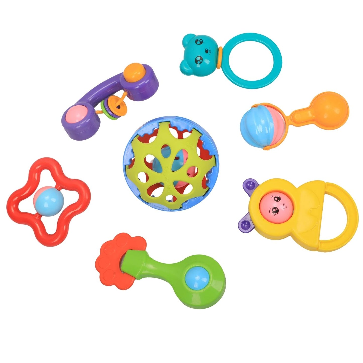 MM TOYS Infant Rattle Toys Rattles Pack includes 7 non-toxic, BPA-free Rattle toys Designed For Infants aged New Born 0-6-12 months No Sharp Edges- Multicolor
