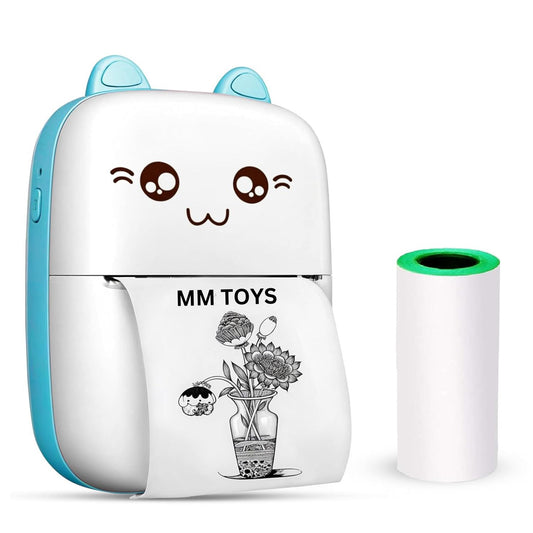 MM TOYS Kids Instant Print Digital Camera, HD Camera, Black & White Printing, SD Card Supported, Rechargeable Battery, Paper Roll Included, For Ages 5–12 Years, Multicolor
