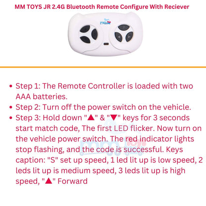 MM TOYS JR 2.4G Bluetooth Remote Control For Kids Electric Car Ride On, 3 Speed Control, Compatible With JR1958RX-2S Receiver (Receiver not Included) Replacement Parts Accessories- White