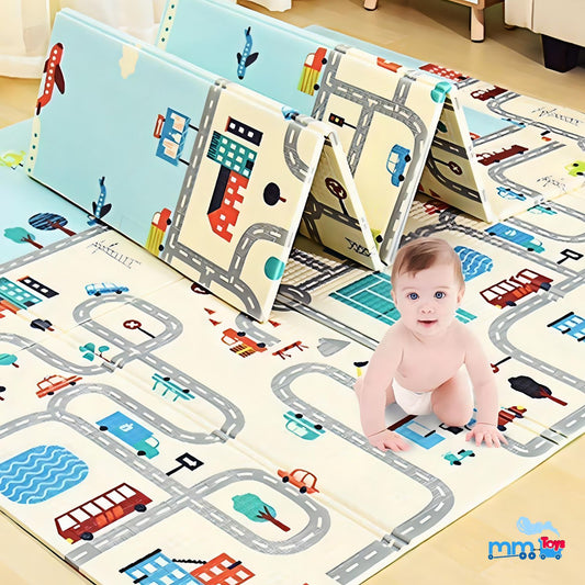 MM TOYS Large Crawling Play Mat For Kids | Waterproof And Double Side Foldable Playing Mat - Color May Vary