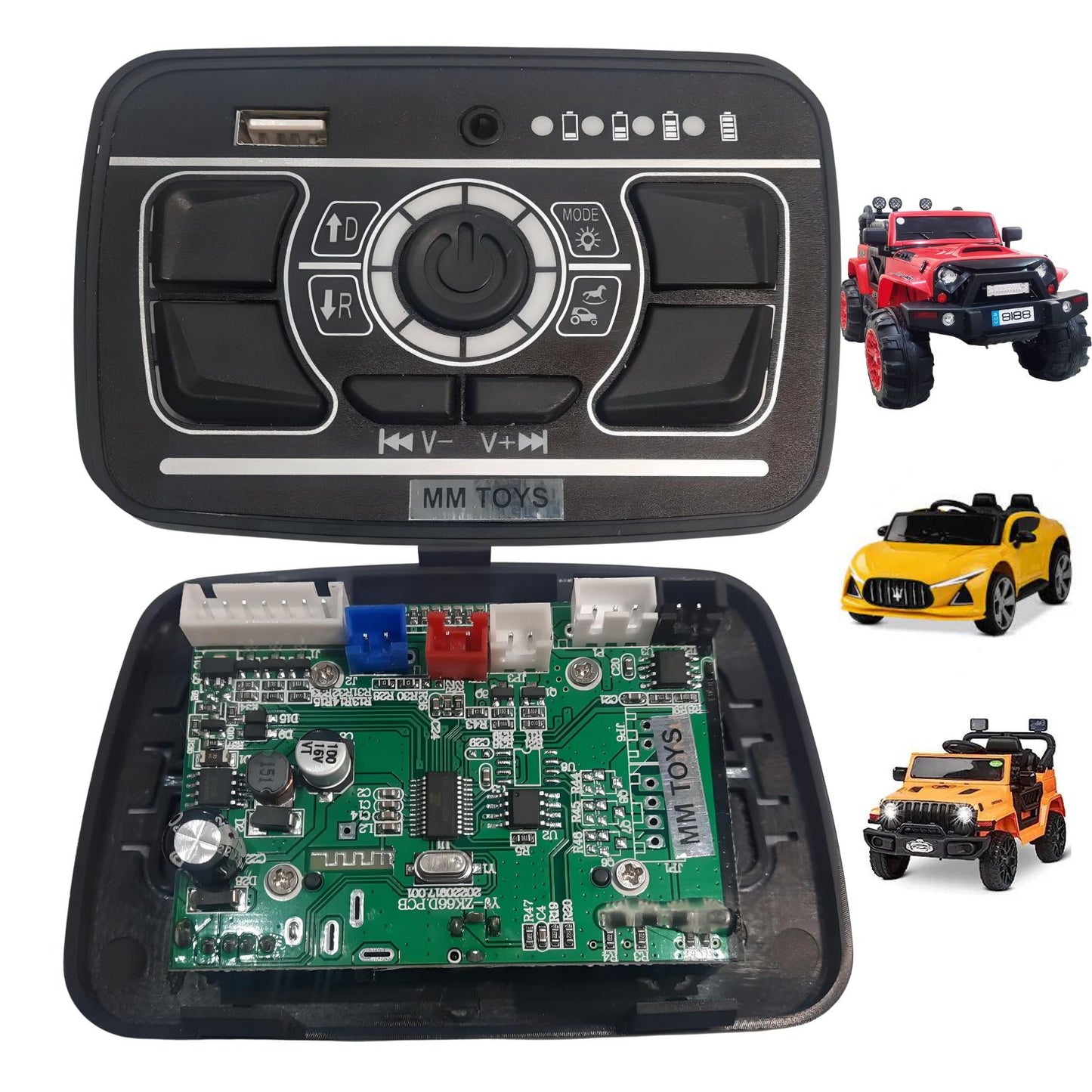 MM TOYS Multifunction Central Motherboard YJ-ZJ66D for Kids Electric Car - Advanced 12V Control System with USB Rideon Replacement Parts Accessories-Black