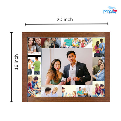 MM TOYS Personalized Photo Collage With Frame And Mat Lamination, 13 Photos (16 Inch X 20 Inch ) Gift For Anniversary, Gift For Friends Or Home Décor - ART 104