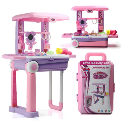 MM TOYS Premium Makeup Play Set Trolley Bag with 24 Accessories for 3 to 10 Year-Old Girls | Vanity Play Set - Baby Pink