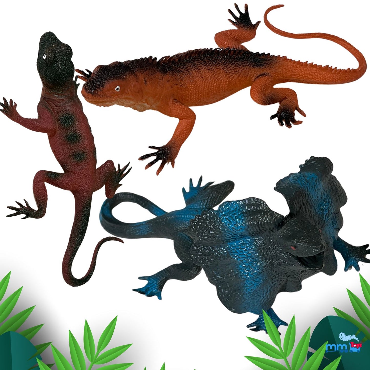 MM TOYS Reptiles Lizard Animal Figures Die Cast Toys Set Assorted Pack Of 6 Pcs (7 Inch Each )Educational Gift Set For 5 Year And Above Kids - Multicolor