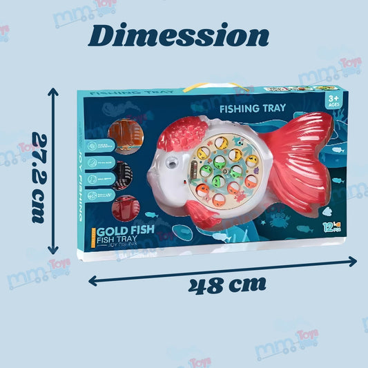 MM TOYS Rotating Fishing Game Toy - 12 pcs Fish, 3 Buckets, 6 Sticks, Musical Effects, Ages 3+years