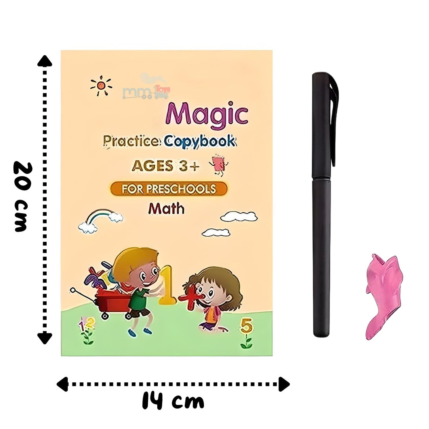 MM TOYS Sank Magic Practice Copybook (4 Book + 10 Refill + 1 Pen + 1 Grip ) Number Tracing Set - Practical Reusable Writing Tool