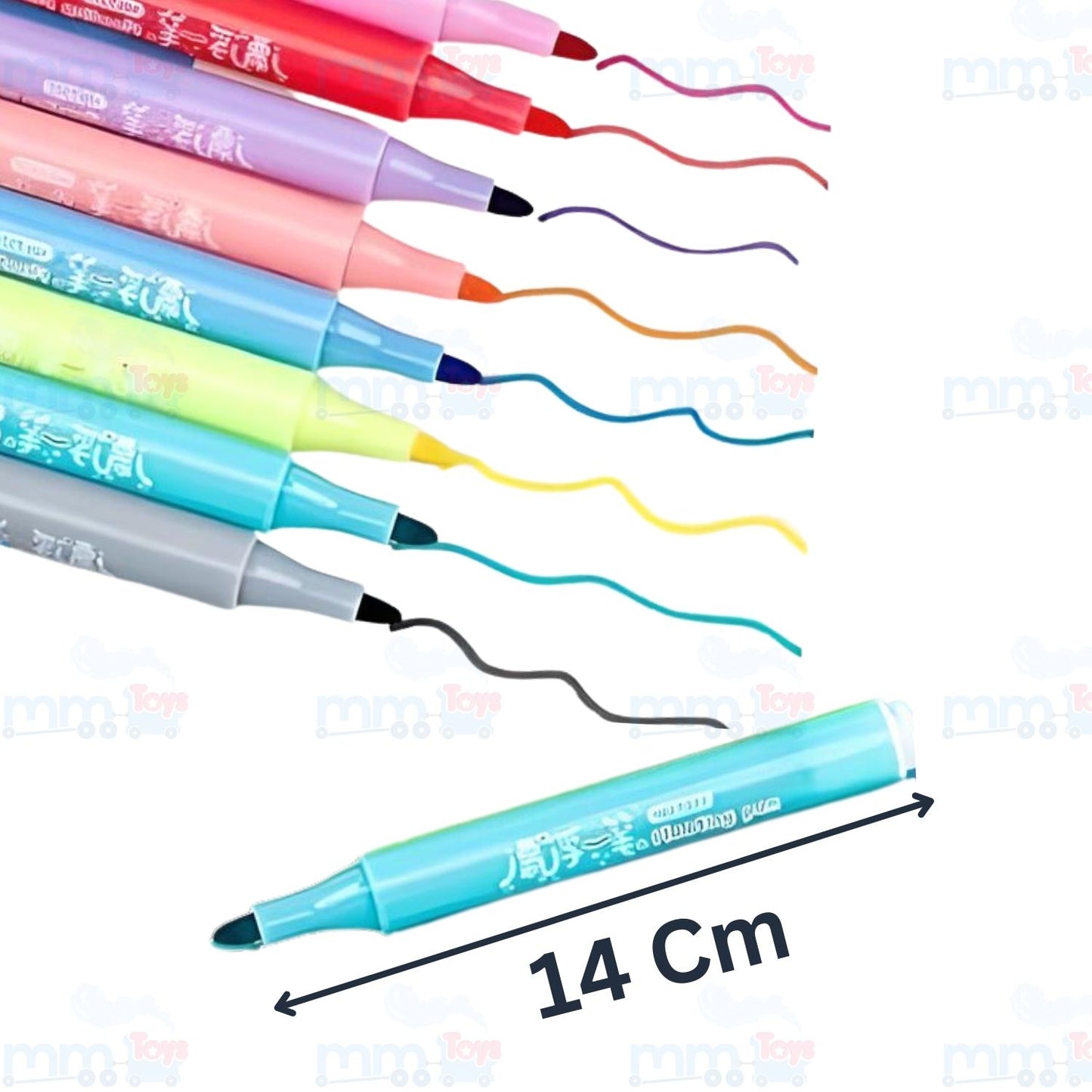 MM TOYS  Magical Water Painting Doodle Bold Point Pens, Best Floating Pen On Water - Pack of 8 Pcs
