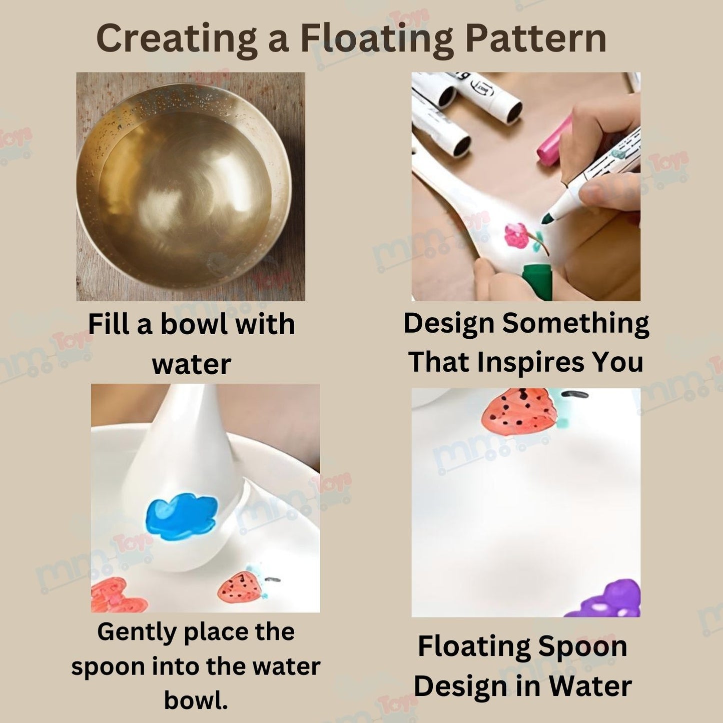 MM TOYS  Magical Water Painting Doodle Bold Point Pens, Best Floating Pen On Water - Pack of 8 Pcs