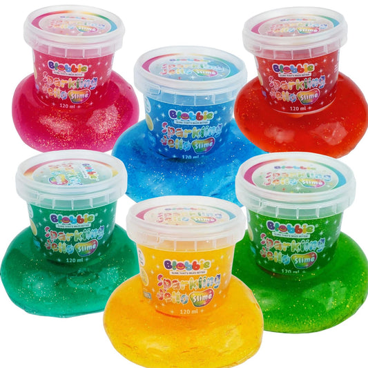 MM TOYS Sparkling Slime For Kids (Pack Of 6 )Non Sticky On Cloths, Walls And Furniture - 120ML X 6 Jars - Multicolor