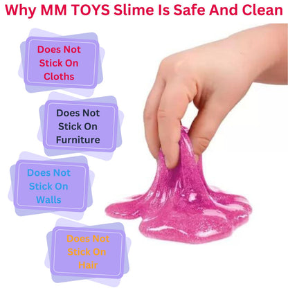 MM TOYS Sparkling Slime For Kids (Pack Of 6 )Non Sticky On Cloths, Walls And Furniture - 120ML X 6 Jars - Multicolor