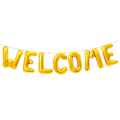MM TOYS Inflatable Welcome Foil Balloon for Party Decoration - Durable, Easy-to-Inflate, Reusable -  Golden