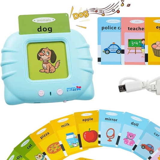 MM Toys Speak-N-Play Interactive Preschool Electronic Learning Toy with 112 Digital Flashcards Rechargeable With Educational Sounds & Images For 2 3 4 Year Old- Color May Vary