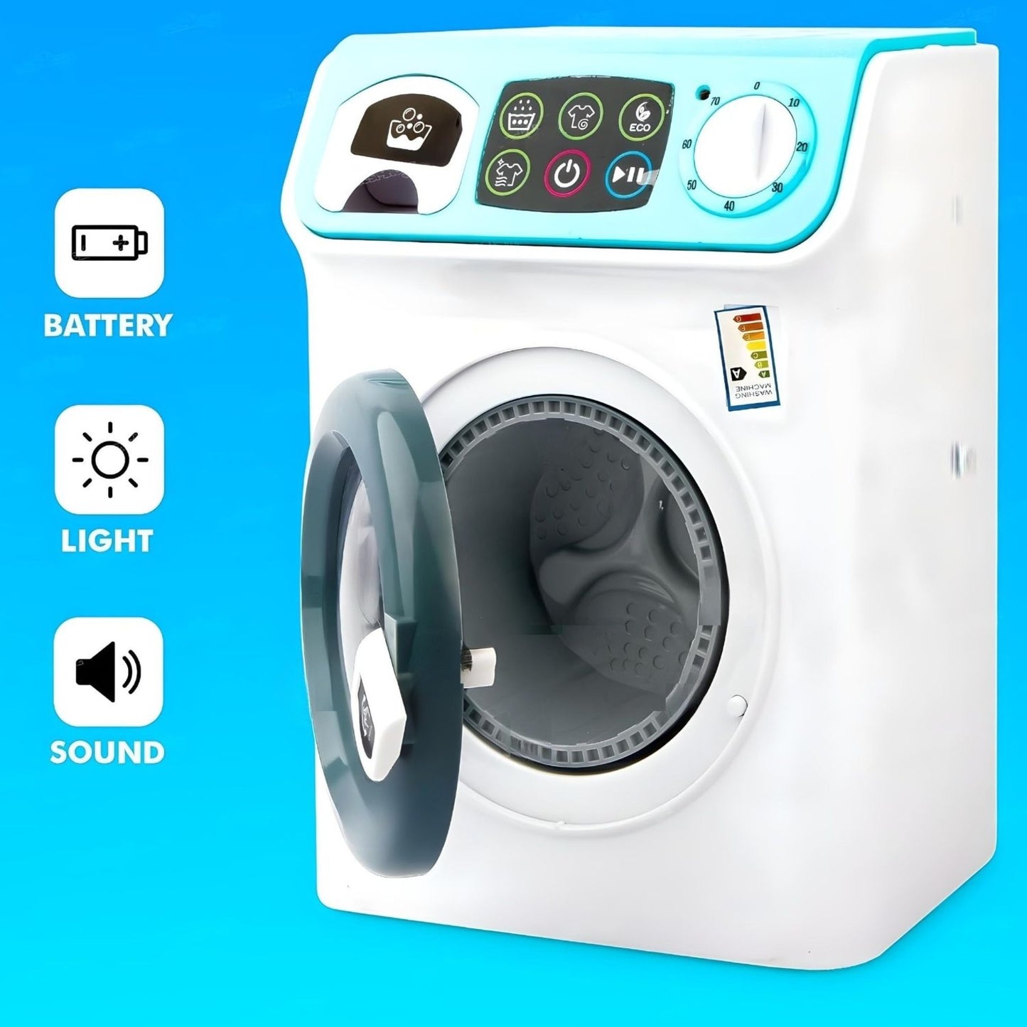 MM TOYS Electronic Mini Washing Machine Toy Pretend Play With Realistic Sounds & Spining Effect For 5+ Year Kids-3252