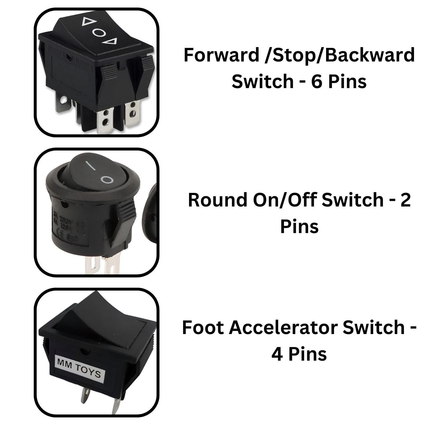 MM TOYS 3-in-1 Switch Combo Pack - 4 Pin Foot Switch, 6 Pin Forward/St ...