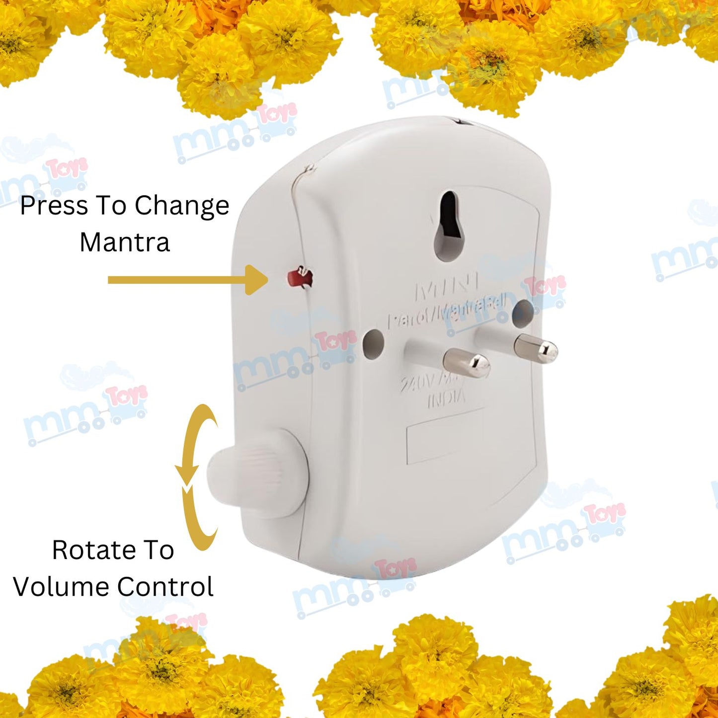 MM TOYS 10 In 1 Gayatri Mantra Chanting Box, Mini Plug And Play Device with Volume Control- White