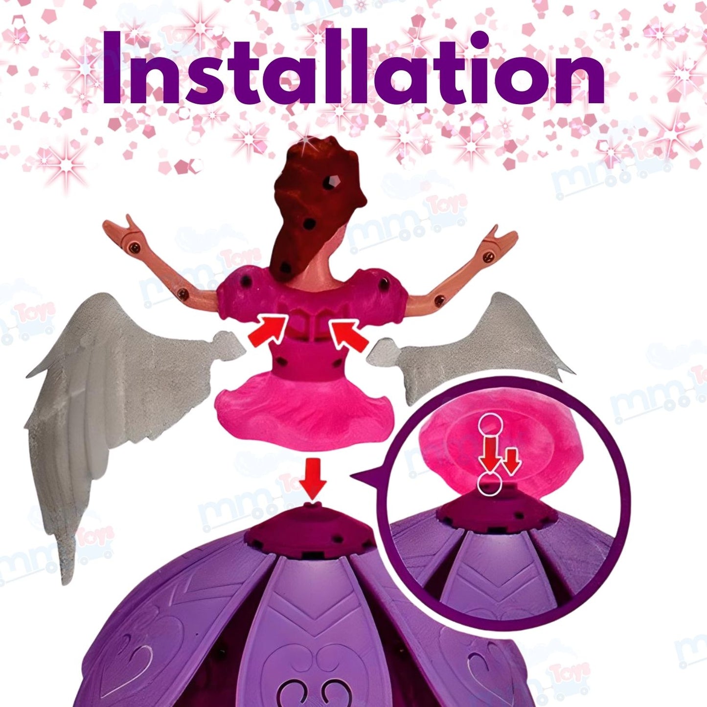 MM TOYS Angel Girl Musical Fairy Doll Toy with Dancing & 360 Degree Rotation for Kids - Colorful Light Display