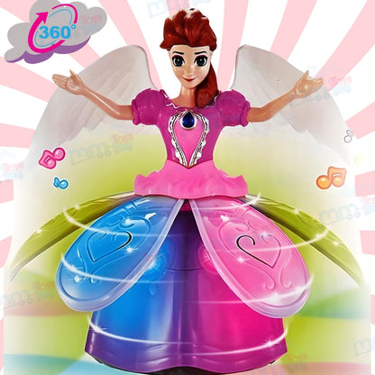 MM TOYS Angel Girl Musical Fairy Doll Toy with Dancing & 360 Degree Rotation for Kids - Colorful Light Display