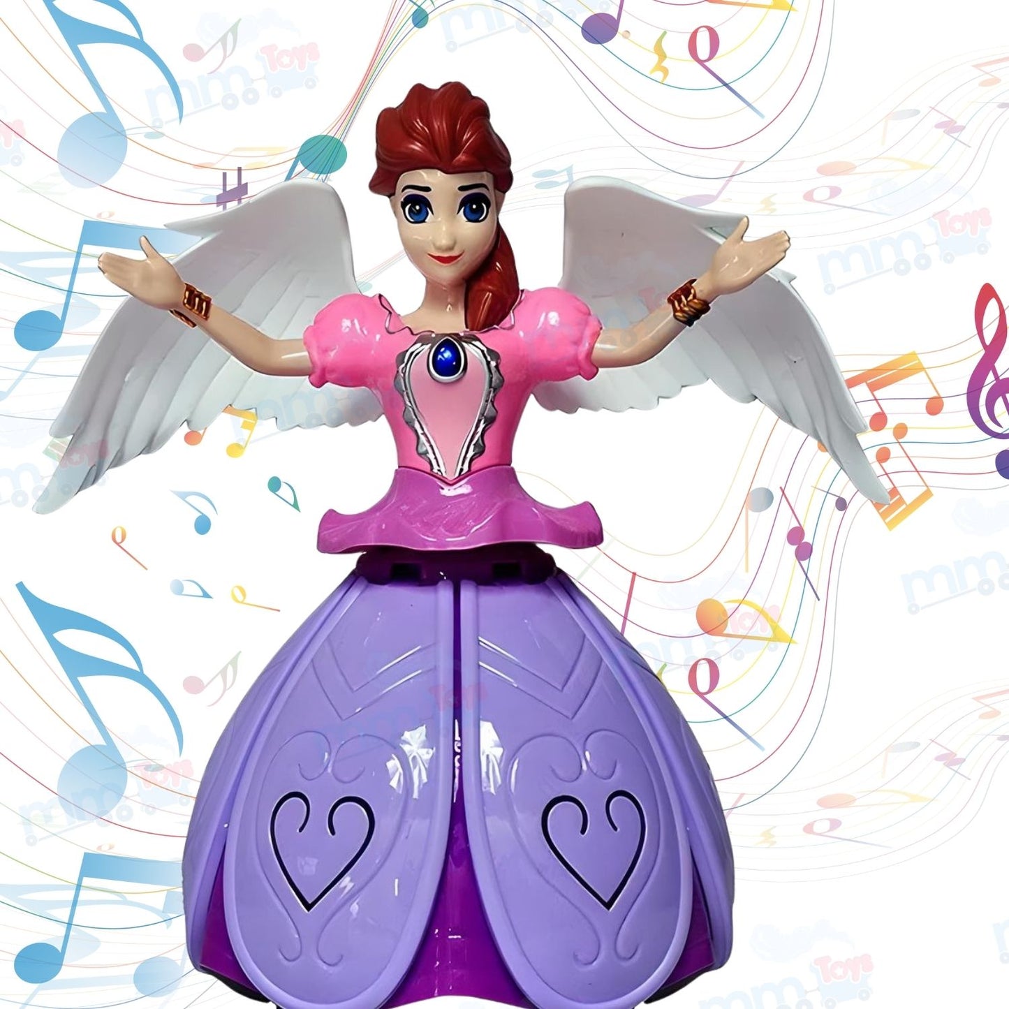 MM TOYS Angel Girl Musical Fairy Doll Toy with Dancing & 360 Degree Rotation for Kids - Colorful Light Display