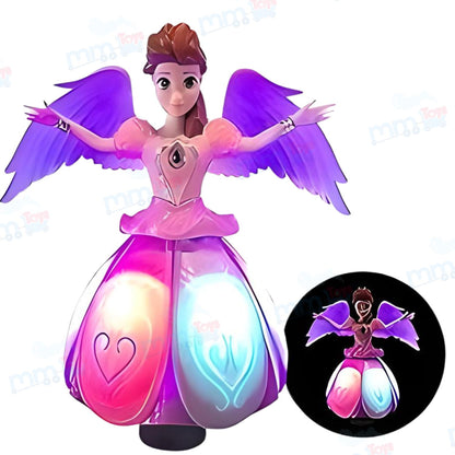 MM TOYS Angel Girl Musical Fairy Doll Toy with Dancing & 360 Degree Rotation for Kids - Colorful Light Display