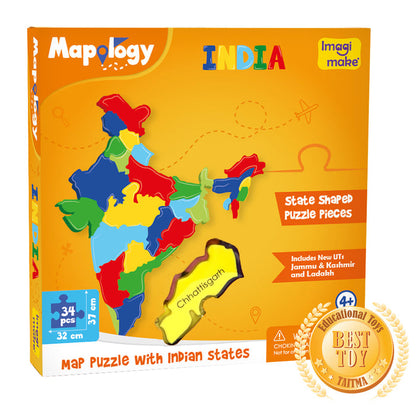 IMAGEMAKE Mapology States of India Map Puzzle Includes New UTs, Jammu & Kashmir, Ladakh, Foam Puzzle & Sticker Set - Educational Fun