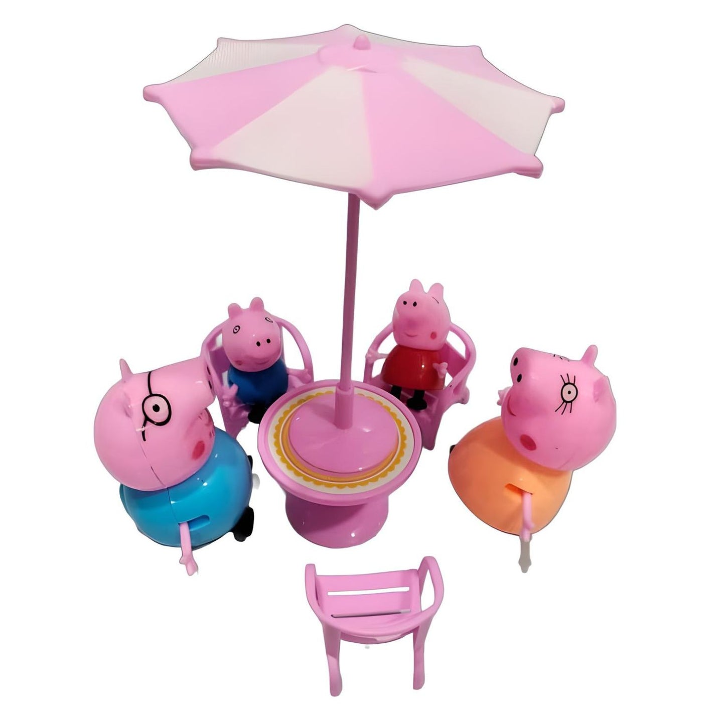 Peppa Pig Family House Toy Set - 5 Pcs, Educational Play for 3+ Kids, Pink Includes 1 Umbrella, 3 Chairs, 1 Table