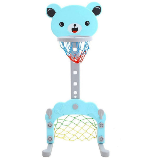 MM TOYS Basketball Hoop For Toddlers Indoor Outdoor 3 in 1 Sports Activity Play Centre 6704 Adjustable Football/Soccer Goal Game Ring Toss- Multicolor