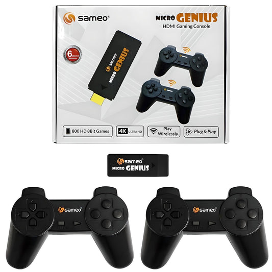 Sameo Micro Genius 8-Bit HDMI Video Gaming Console for Children, Featuring 800 Classic HD Games - Ideal Birthday Gift for Boys and Girls