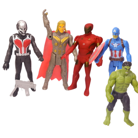 SuperHeros Set Of 5 Pcs DieCast Action Figures 4.5 Inch Size Gift Set For Kids - Multicolor