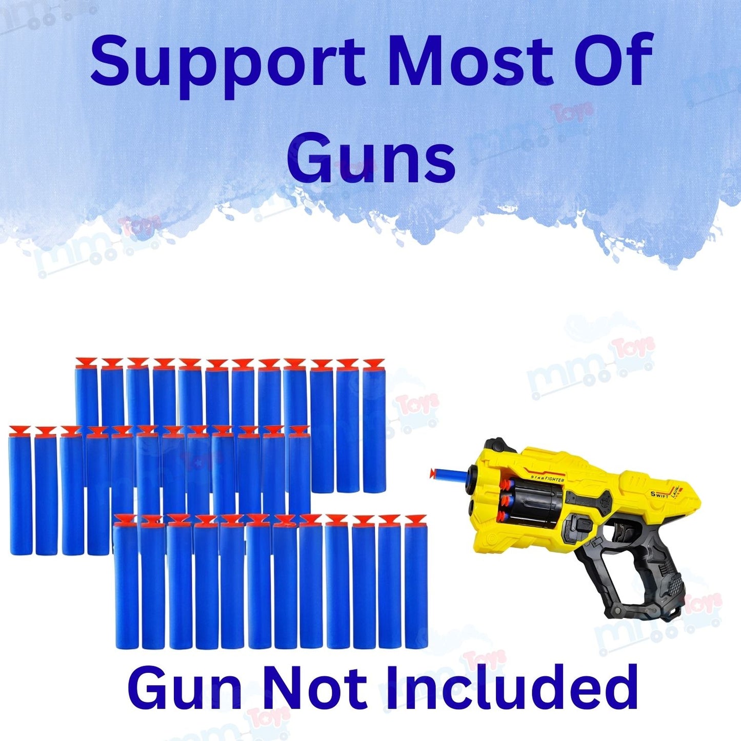 MM TOYS Soft Foam Suction Bullets Darts for Toy Guns – 40 Pcs Pack | Compatible with Nerf N-Strike & Blaze Storm | Sticky Safe Foam Darts for Kids (Color as per Stock, Blue)