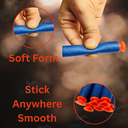 MM TOYS Soft Foam Suction Bullets Darts for Toy Guns – 40 Pcs Pack | Compatible with Nerf N-Strike & Blaze Storm | Sticky Safe Foam Darts for Kids (Color as per Stock, Blue)