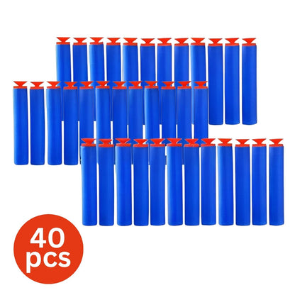 MM TOYS Soft Foam Suction Bullets Darts for Toy Guns – 40 Pcs Pack | Compatible with Nerf N-Strike & Blaze Storm | Sticky Safe Foam Darts for Kids (Color as per Stock, Blue)