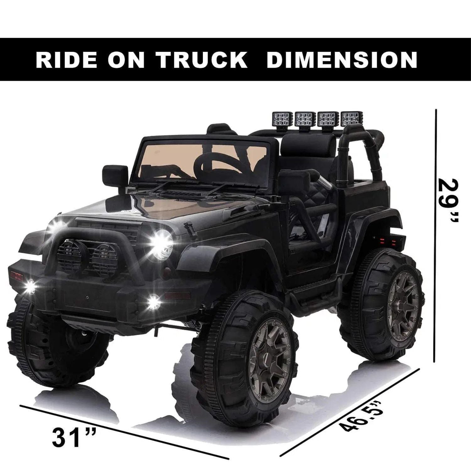 MM TOYS  4 x 4 Electric Ride On Jeep For Kids 3 To 10 Years Old Kids 12V , With USB MP3 Player , Swag - Black
