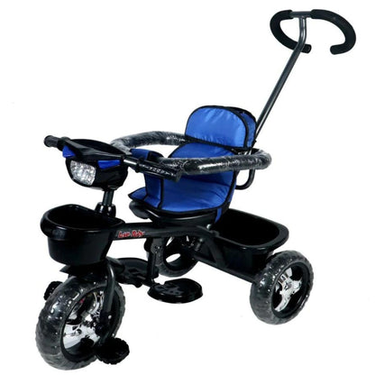 Love Baby Tricycle LB-561 With Cushion Seat, Parental Handle, Front Guard with Music and Headlight - Blue