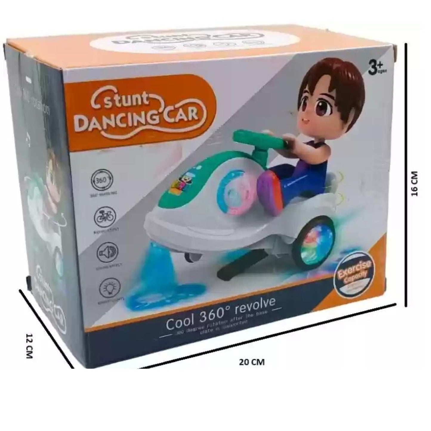 MM TOYS Stunt Dancing Car: Flashing Lights & Sound Effects, 360 Degree Rotation - Battery Operated Fun for Kids