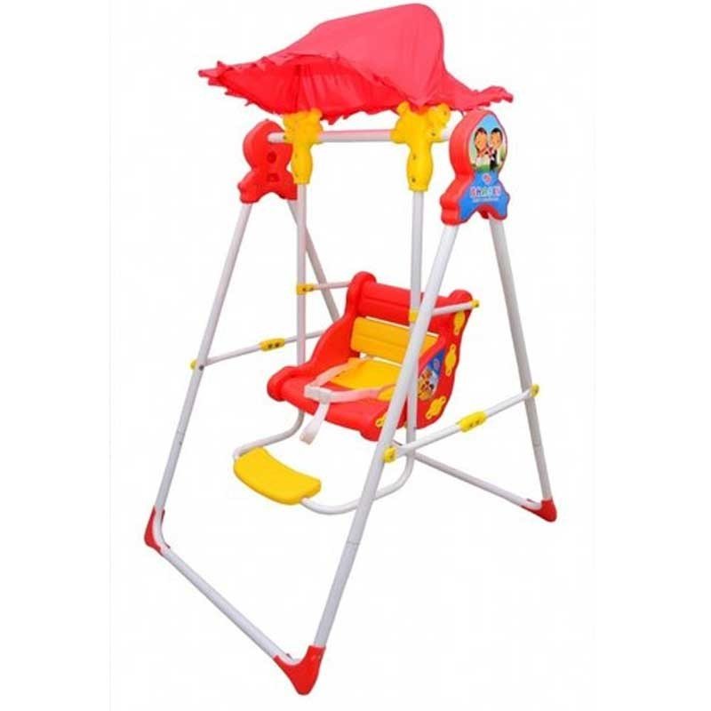 Bhasin Foldable Swing with Alloy Stand and Sun Shed - Safe & Fun Indoor, Garden & Room Swing for Boys & Girls Aged 18 Months-5 Years