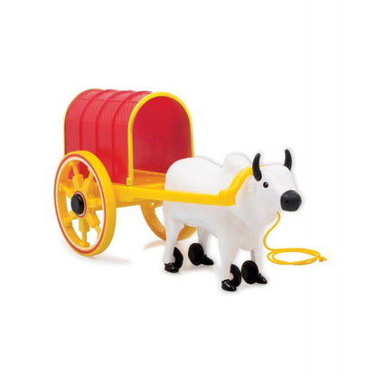 GIGGLES BULLOCK CART PULL ALONG TOY FOR 1 YEAR + KIDS - MULTICOLOR