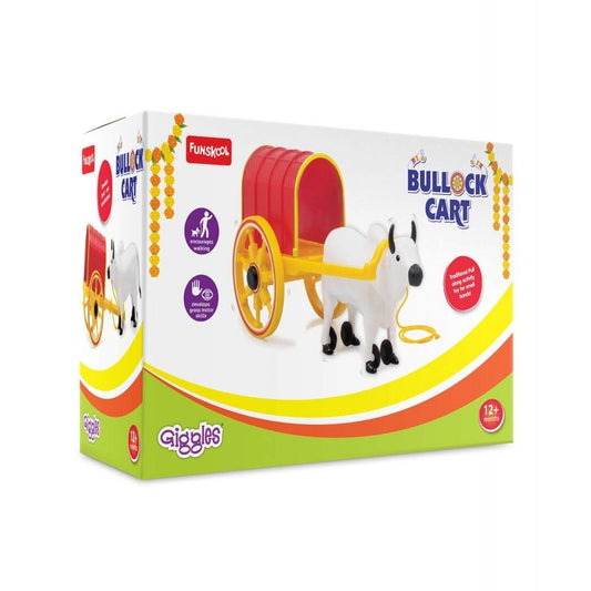 GIGGLES BULLOCK CART PULL ALONG TOY FOR 1 YEAR + KIDS - MULTICOLOR