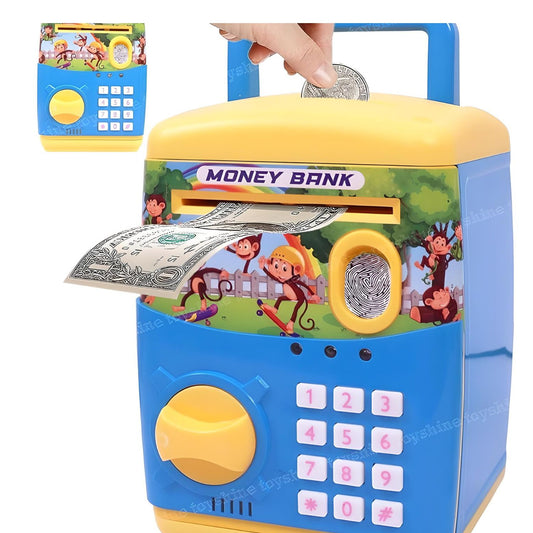 MM Toys SafeGuard Money Safe for Kids with Advanced Finger Print Sensor - Durable Plastic Piggy Savings Bank, Multi-Functional, Electronic Lock- Color May Vary