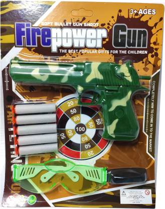 MM TOYS FIRE Power Shooting Toy Gun - Soft Foam Bullets, Safety Goggles Included, Green, Ideal for Kids 5+