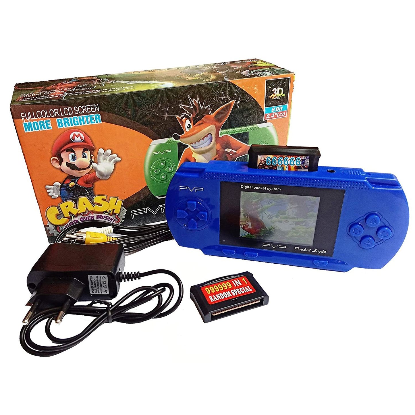 MM TOYS Electronic Video Game - Pre-Installed with 600 Classic Games Like Mario, Contra, Ice Lander, Bomber Man, Rechargeable Battery, Colored Screen, TV/LED Connectivity - Color May Vary