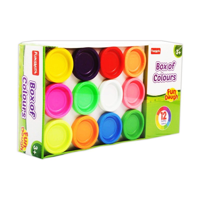 Funskool Fun Dough Box of Colors Set of 12 Diffrent Colors Non Toxic Dough 50GM Each