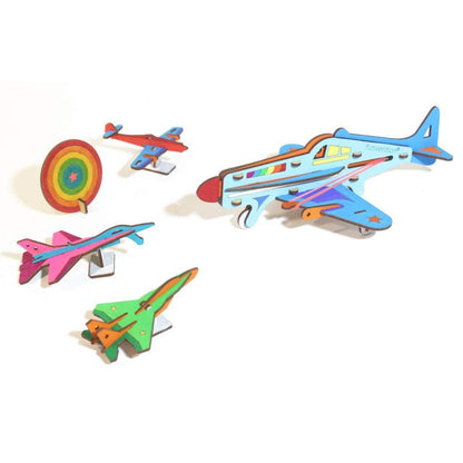 Funvention DIY Shooter Plane Mechanical Shooting Model with 3 Target Planes and One Target Disc and Free Colors 5+ Years Kids
