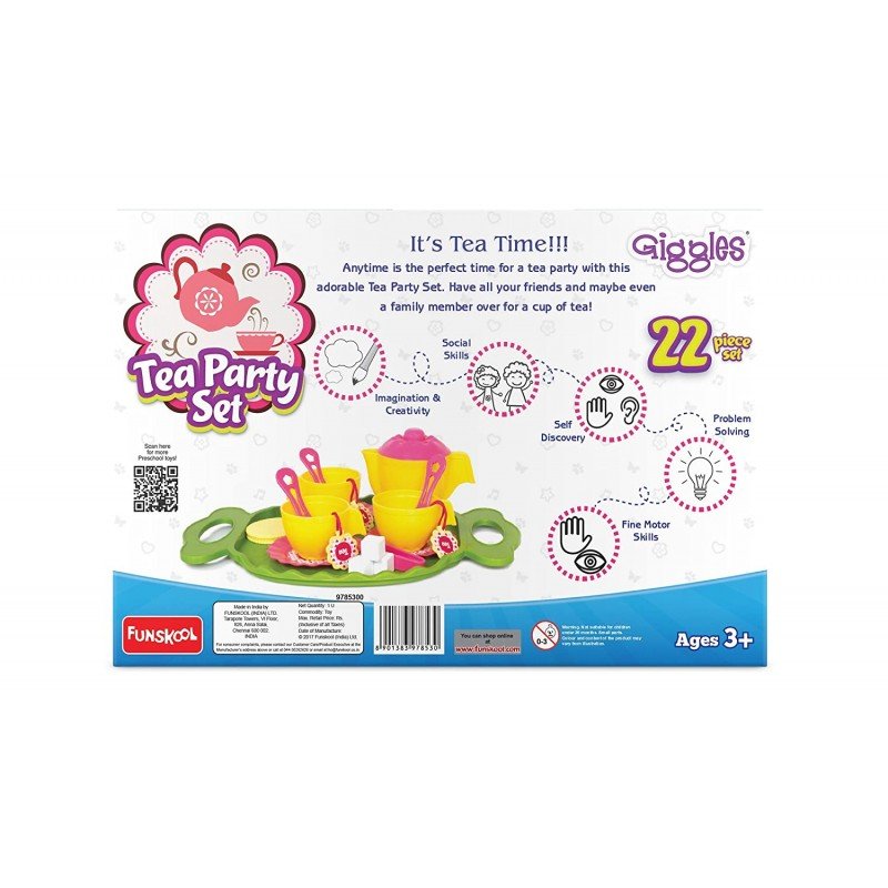 GIGGLES 22 PC Tea Party Set - Multi-color, BPA Free, Perfect for Girls 3+ Years