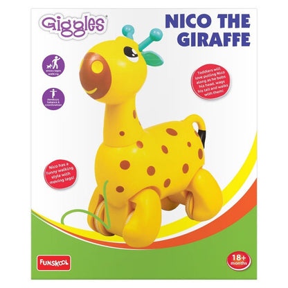 Giggles Nico The Giraffe - Funskool Pull Along Toy, Head Bobs & Tail Wags - Perfect for Walking
