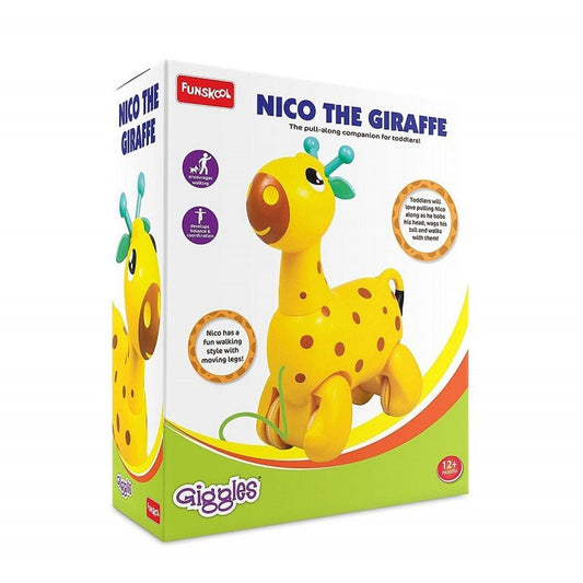 Giggles Nico The Giraffe - Funskool Pull Along Toy, Head Bobs & Tail Wags - Perfect for Walking