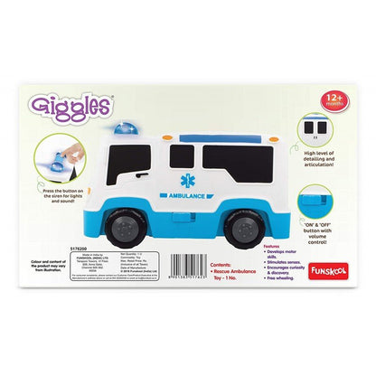 Giggles Rescue Ambulance - Activity Toy Vehicle with Lights & Sounds, Free Wheels Movement